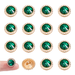 Темно-Зеленый 20 шт. 1--отверстие плоские круглые кнопки из цинкового сплава со стразами, металлические пуговицы точечное сверление модные маленькие ароматные высококачественные пуговицы ручной работы для тренча, свитера, рубашки, золотой свет, темно-зеленый, 12x8.5 мм, отверстие : 2 мм