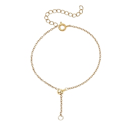 Золотой Регулируемый 2мм 304 браслет из нержавеющей стали с цепочкой, с латунными скользящими бусинами, золотые, 7.09 дюйм (18 см)