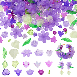 (52) Непрозрачная лаванда 450 шт 15 стили прозрачные акриловые подвески, лист и цветок осины, разноцветные, 3~30x5~12x2~12 мм, отверстие : 1~2 мм, 30 шт / стиль