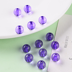 Blue Violet Transparent Acrylic Beads, Round, Blue Violet, 10x9mm, Hole: 2mm, about 940pcs/500g