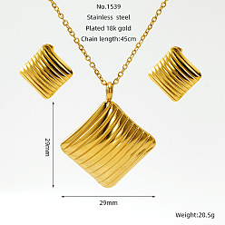 Rhombus 304 подвески и серьги-гвоздики из нержавеющей стали, золотые, ромб, 20 мм и 450 мм, Кулон : 29 мм