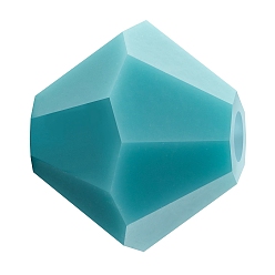 63030 Turquoise Хрустальные бусины preciosa®, чешский хрусталь, биконус(451 69 302 рондель), 63030 бирюзовый, 4 мм, отверстие : 0.8 мм