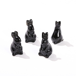 Обсидиан Натуральные обсидианные декорации, украшение домашнего офиса, кролик, 25 мм