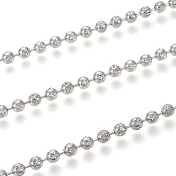 Echt platiniert Messing-Kugelketten, Blume strukturiertes Muster, mit Spule, langlebig überzogen, ungeschweißte, Echt platiniert, 4 mm, ca. 16.4 Fuß (5 m)/Rolle