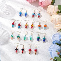 Золотой Гриб 304 серьги-подвески из нержавеющей стали в стиле лэмпворк, золотые, 47.5~48x11~12 мм