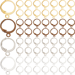 (52) Непрозрачная лаванда 120шт. 4 цветная латунная фурнитура для серег с защелкой, швенза с горизонтальными петлями, долговечный, разноцветные, 16x12.5x0.6~2 мм, отверстие : 2 мм, штифты : 0.6x0.6 мм, 30 шт / цвет