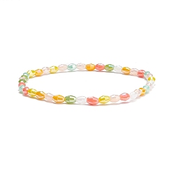 Light Salmon Sparkling Glass Beaded Stretch Bracelet for Women, Light Salmon, Inner Diameter: 2-3/8 inch(5.9cm)