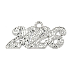 Платина Подвески из сплава , стойки покрытие, число 2026, платина, 17.5x37x1.5 мм, отверстие : 2.5 мм