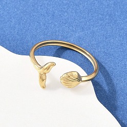 Другие 304 открытые манжеты из нержавеющей стали для женщин, золотые, рыбий хвост, 9 мм, внутренний диаметр: 18 мм