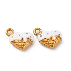 Белый 304 из нержавеющей стали шармы эмали, шарма сердца, золотые, белые, 11x14.5x5 мм, отверстие : 1.6 мм