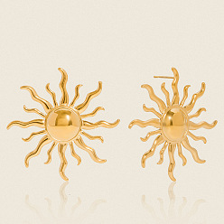 Настоящее золото 18K 304 серьги-гвоздики из нержавеющей стали, реальный 18 k позолоченный, 39.5 мм