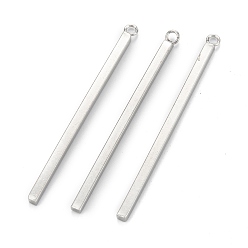 Нержавеющая Сталь Цвет Устойчивые к потускнению 304 подвески из нержавеющей стали, кубоид, цвет нержавеющей стали, 43x3x2 мм, отверстие : 1.6 мм