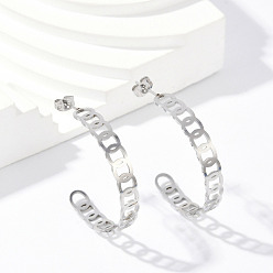 Нержавеющая Сталь Цвет 304 из нержавеющей стали серьги, С-образный с подвеской-цепочкой, цвет нержавеющей стали, 39x6 мм