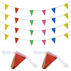 Mixed Color Polyester Flags Banners, for Party Birthday, Festival Celebration, Triangle, Mixed Color, 211~216x140~142x0.1mm, 100m/set