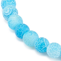 Deep Sky Blue Natural Weathered Agate(Dyed) Round Beaded Stretch Bracelet, Gemstone Jewelry for Women, Deep Sky Blue, Inner Diameter: 2-1/4 inch(5.7cm), Beads: 6mm
