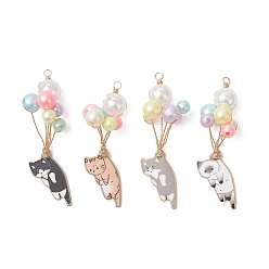 (52) Непрозрачная лаванда Большие подвески из акрила и сплава с имитацией жемчуга и эмалью., Воздушный шар с подвесками в виде кошек, разноцветные, 54~60x17~25x13~23 мм, отверстие : 2.5~3 мм