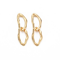 Real 18K Gold Plated Brass Connector Charms, Nickel Free, Oval, Real 18K Gold Plated, 23x7x2.5mm, Hole: 0.8mm, oval: 13.5x7x2.5mm