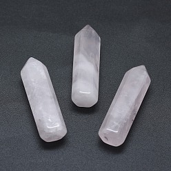 Rose Quartz Natural Rose Quartz Pointed Beads, Healing Stones, Reiki Energy Balancing Meditation Therapy Wand, No Hole/Undrilled, For Wire Wrapped Pendant Making, Bullet, 36.5~40x10~11mm