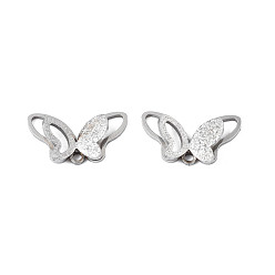 Stainless Steel Color Non-Tarnish 201 Stainless Steel Charms, Butterfly, Stainless Steel Color, 8x14.5x3mm, Hole: 1.2mm