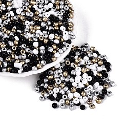 Black Opaque & Transparent Glass Seed Beads, Rondelle, Black, 3.5~4.5x1.5~4.5mm, Hole: 1~1.5mm, about 6050pcs/pound