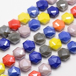 (52) Непрозрачная лаванда Стеклянные нити из бисера, гальваническое покрытие, граненый шестиугольник, разноцветные, 14x8 мм, отверстие : 1 мм, около 20 шт / нитка, 11.4 дюйм
