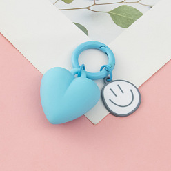 Темно-Голубой Брелки-подвески из сплава «любящее сердце» с подвесками в виде улыбающегося лица, для пары сумки ювелирные аксессуары, глубокое синее небо, 3.5x3.2 см