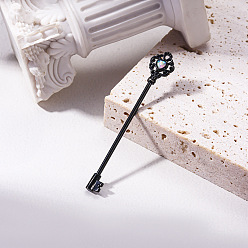 Черный Серьги-гвоздики с латунным паве из синтетического опала, с 316 l хирургическими штифтами из нержавеющей стали, чёрные, Длина стержня: 37мм, штифты : 1.6 мм