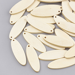 пшеница Древесины подвески, овальные, цвет пшеницы, 35.5x12x2 мм, отверстие : 1.6 мм