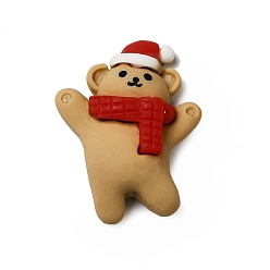 Медведь Кабошоны из непрозрачной смолы с рождественской тематикой, Медведь Pattern, 27x22x8 мм