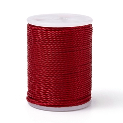 FireBrick Round Waxed Polyester Cord, Taiwan Waxed Cord, Twisted Cord, FireBrick, 1mm, about 12.02 yards(11m)/roll