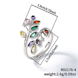 Разноцветный Кольца-манжеты из листовой латуни со стразами, идеально подходит для ежедневного ношения или в качестве подарка на вечеринку, красочный, внутренний диаметр: 17 мм