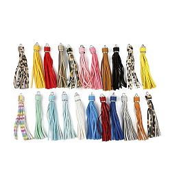 (52) Непрозрачная лаванда Пу кожа кисточкой украшения кулон, с концами пластмассового шнура ccb, платина, разноцветные, 110x14 мм, отверстие : 4.5 мм