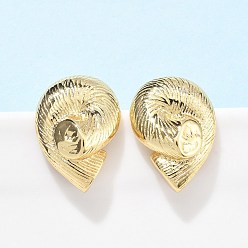 Настоящее золото 18K Латунь серьги, раковина, реальный 18 k позолоченный, 23x17.5 мм