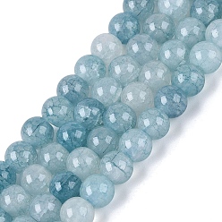 Кадет Синий Нити из окрашенных стеклянных бусин с эффектом омбре и эффектом кракелюра, имитация драгоценных камней, круглые, кадетский синий, 6~6.5 мм, отверстие : 0.8~1 мм, около 138~146 шт / нитка, 29.92~31.89 дюйм (76~81 см)