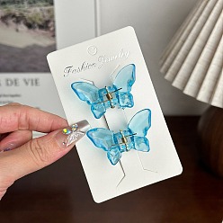 Темно-Голубой 2шт. смоляные заколки-коготки для волос, аксессуары для волос для женщин и девочек, бабочка, глубокое синее небо, 26 мм