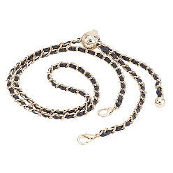 Черный Плетеные ручки из искусственной кожи и железные цепные ручки для сумок, лямки для сумок, с замком для шнура и застежками-карабинами, регулируемая цепочка для изготовления кошелька, чёрные, 95~112x0.7x0.4 см