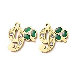 Number 304 подвески из нержавеющей стали с эмалью и стразами, число 0~9 прелести, ионное покрытие (ip), долговечный, реальный 18 k позолоченный, 9, 13x13x2 мм, отверстие : 1.2 мм