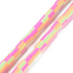 Легкий Лосось Ручной полимерные нити глины шарик, колонка, светлый померанцевый, 5x2.5~6.5 мм, отверстие : 1.6~1.8 мм, около 62~68 шт / нитка, 15.28 дюйм ~ 15.55 дюйм (38.8 см ~ 39.5 см).