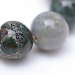 Indian Agate Round Natural Indian Agate Bead Strands, 8~9mm, Hole: 1mm, about 46pcs/strand, 15.3 inch