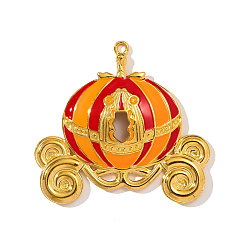 Настоящее золото 18K 304 эмаль нержавеющей стали большие кулоны, подвески в виде тыквы, ионное покрытие (ip), реальный 18 k позолоченный, 50x46 мм