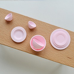 Pearl Pink Miniature Resin Bowl & Plate Kit, for Dollhouse Accessories Pretending Prop Decorations, Pearl Pink, 19~45x3~15mm, 8Pcs/set