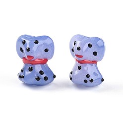 Лиловый Эмалевые бусины ручной работы в технике лэмпворк, собака, сирень, 17.5~18x14~14.5x12~13.5 мм, отверстие : 1 мм