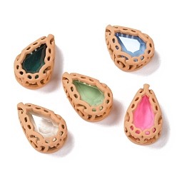 Бежевый Шить на горный хрусталь, стиль мокко, стекло горный хрусталь, с латунной фурнитурой , аксессуары для одежды, слеза, разноцветные, бежевые, 12.5x8x5 мм, отверстие : 1 мм