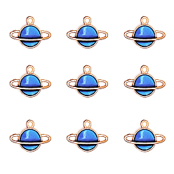 Золотой Подвески из эмали и сплава, планета, синие, золотые, 12x16.5x2.5 мм, отверстие : 1 мм, 40 шт