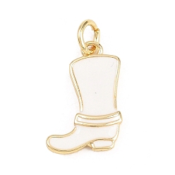 Белый Латунь эмаль подвески, подвески в виде ковбойских сапог/туфель, долговечный, стойки покрытие, без свинца и без кадмия, реальный 18 k позолоченный, белые, 17x11x2.5 мм, отверстие : 3.4 мм