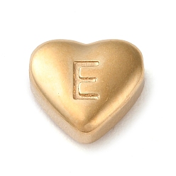 Letter E 201 Stainless Steel Beads, Golden, Heart, Letter E, 7x8x3.5mm, Hole: 1.5mm