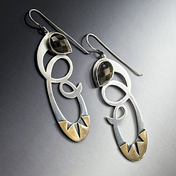 Золотой & Серебряный Висячие серьги из сплава и пластика в национальном стиле, самородки, золотой и серебряный, 40 мм