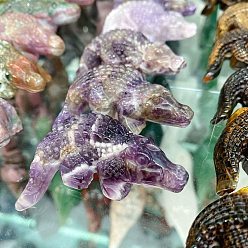 Аметист Натуральный аметист, резные статуэтки крокодила, статуи для украшения домашнего офиса, рабочего стола, 50x45 мм