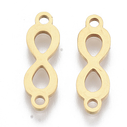 Golden 201 Stainless Steel Links connectors, Laser Cut, Infinity, Golden, 16x5x1mm, Hole: 1.2mm