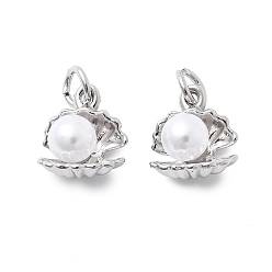 Платина Перламутровые перламутровые прелести, формы раковины, с латунной петлей и соединительным кольцом, платина, 14.5x12.5x8.5 мм, отверстие : 4 мм